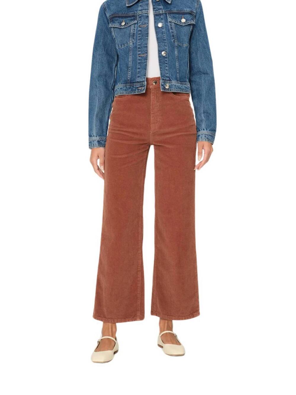 NEW DL1961 - WOMEN'S hepburn wide leg pants in terracotta cord